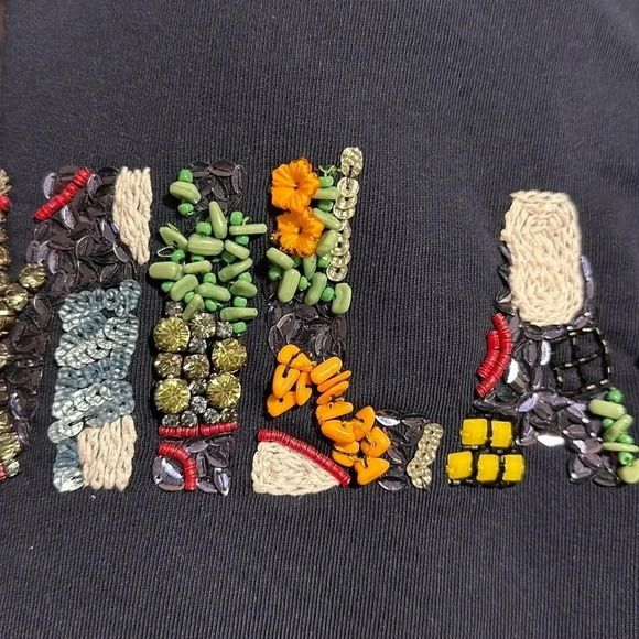 MSGM Milano Beads Authentic Designer Luxury Navy Blue Embellished Sweatshirt SM - Picture 10 of 13